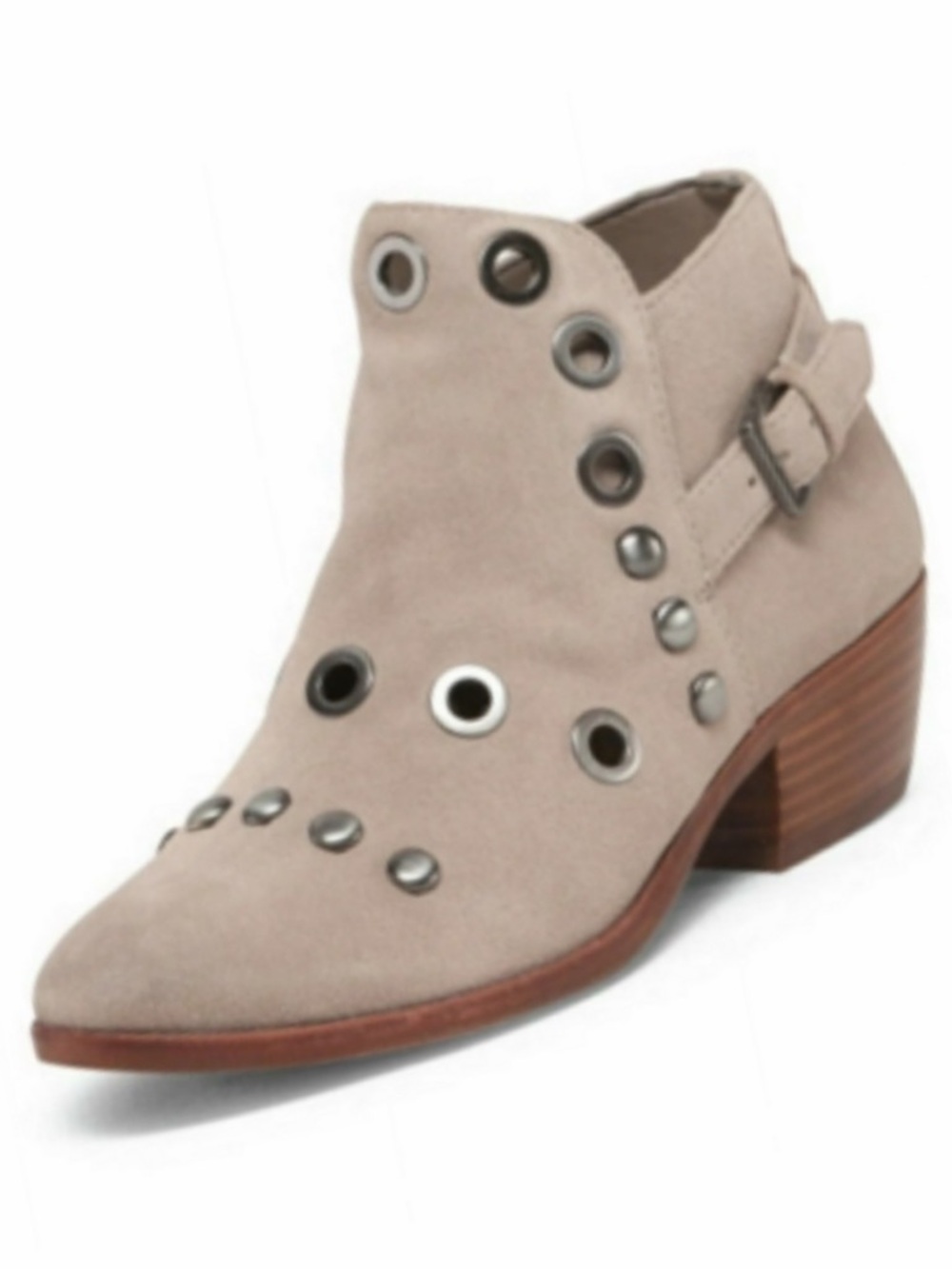 Sam Edelman Pedra Ankle Bootie putty suede grommets edgy boho rockstar 7.5 NWOT